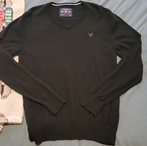 American Eagle Black V-Neck Sweater